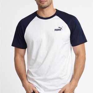 Puma Men's White and Navy Short Sleeve Tee